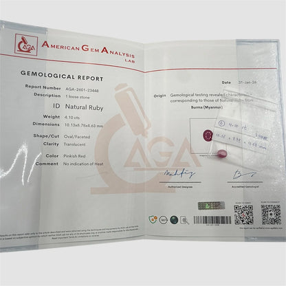 Natural Ruby Oval/Faceted Cut - 4.10 Carats