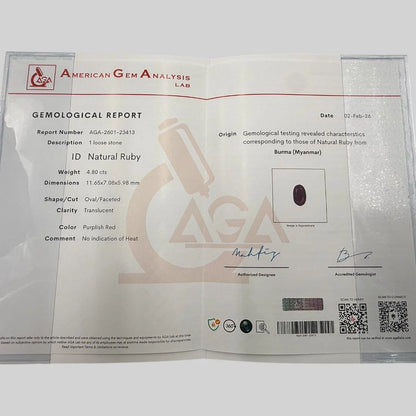 Natural Ruby Oval/Faceted Cut - 4.80 Carats