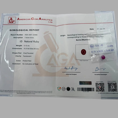Natural Ruby Oval/Faceted Cut - 5.12 Carat