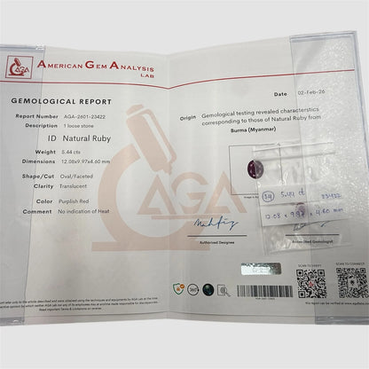 Natural Ruby Oval/Faceted Cut - 5.44 Carats