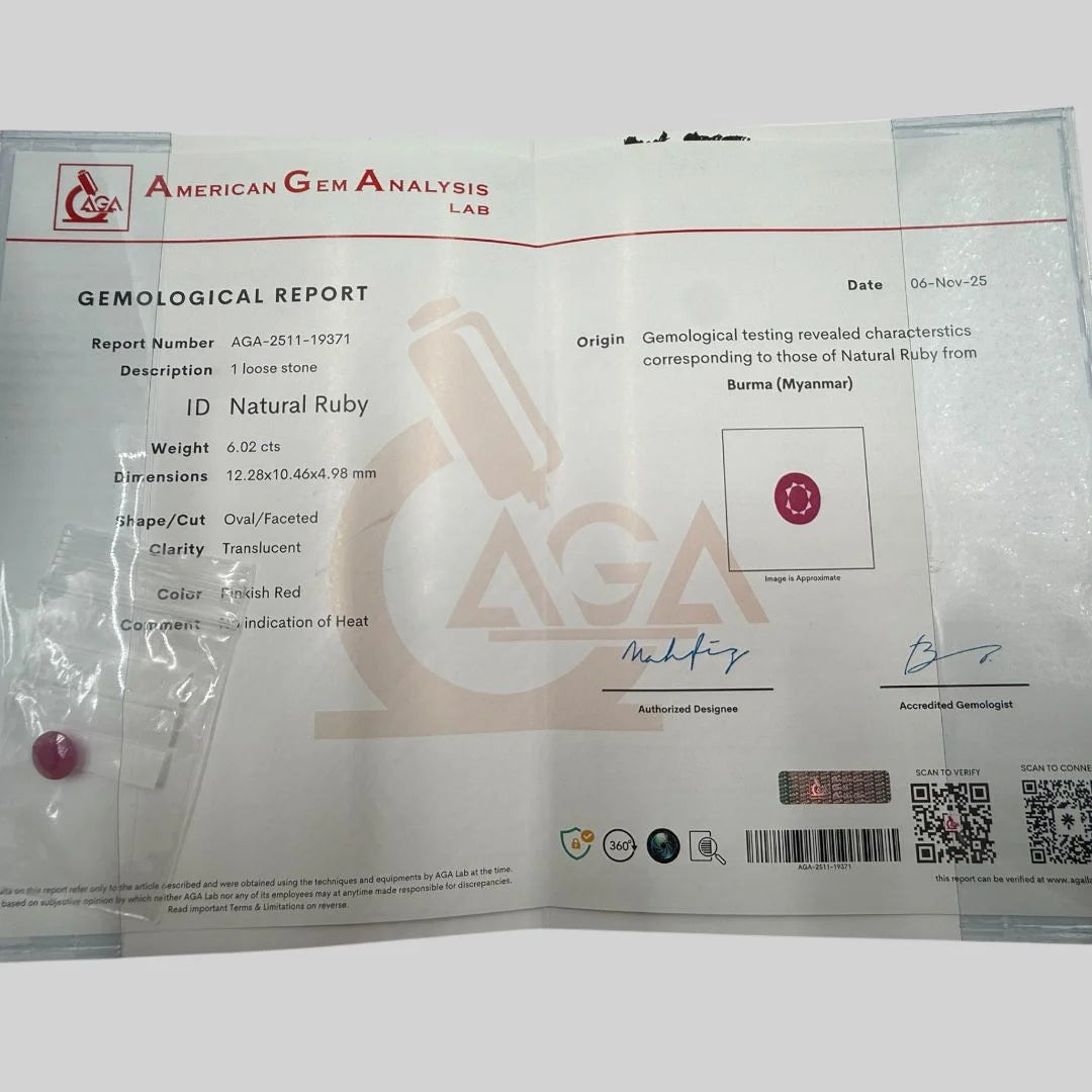 Natural Ruby Oval/Faceted Cut - 6.02 Carats