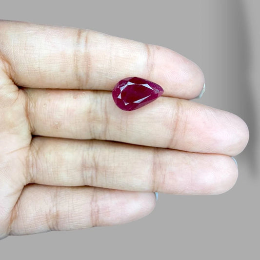 Natural Ruby Pear/Faceted Cut - 6.14 Carats