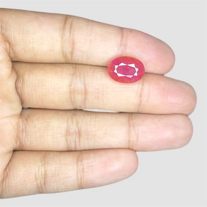 Natural Ruby Stone Certified - Oval 6.47 Carats 12.34x9.20x5.93 mm Size