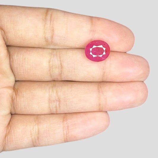 Original Natural Ruby Stone - Oval 5.38 Carats 10.81x9.48x5.41mm Size