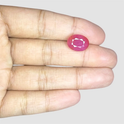 Original Natural Ruby Stone - Oval 6.5 Carats 12.34x9.34x6.29mm Size