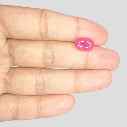 Real Natural Ruby Stone - Cushion 3.68 Carats 10.55x7.39x4.73mm Size