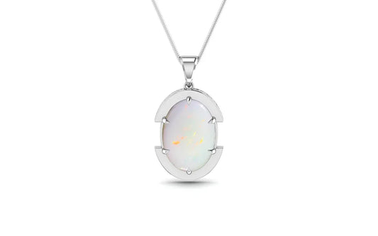 White Opal Sterling Silver Pendant (DO7)